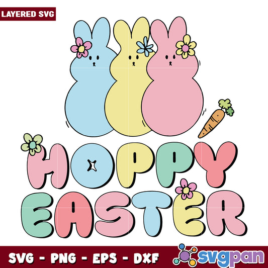 Hoppy Easter Bunnies Cute SVG Design for Celebrations