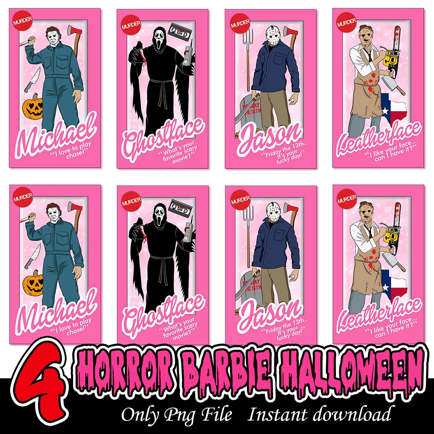 Horror Barbie Halloween Bundle PNG Designs for Download