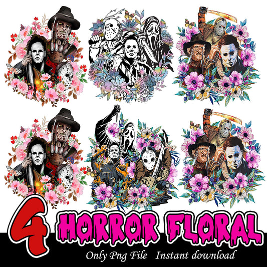 Horror Floral PNG Bundle 4 Designs