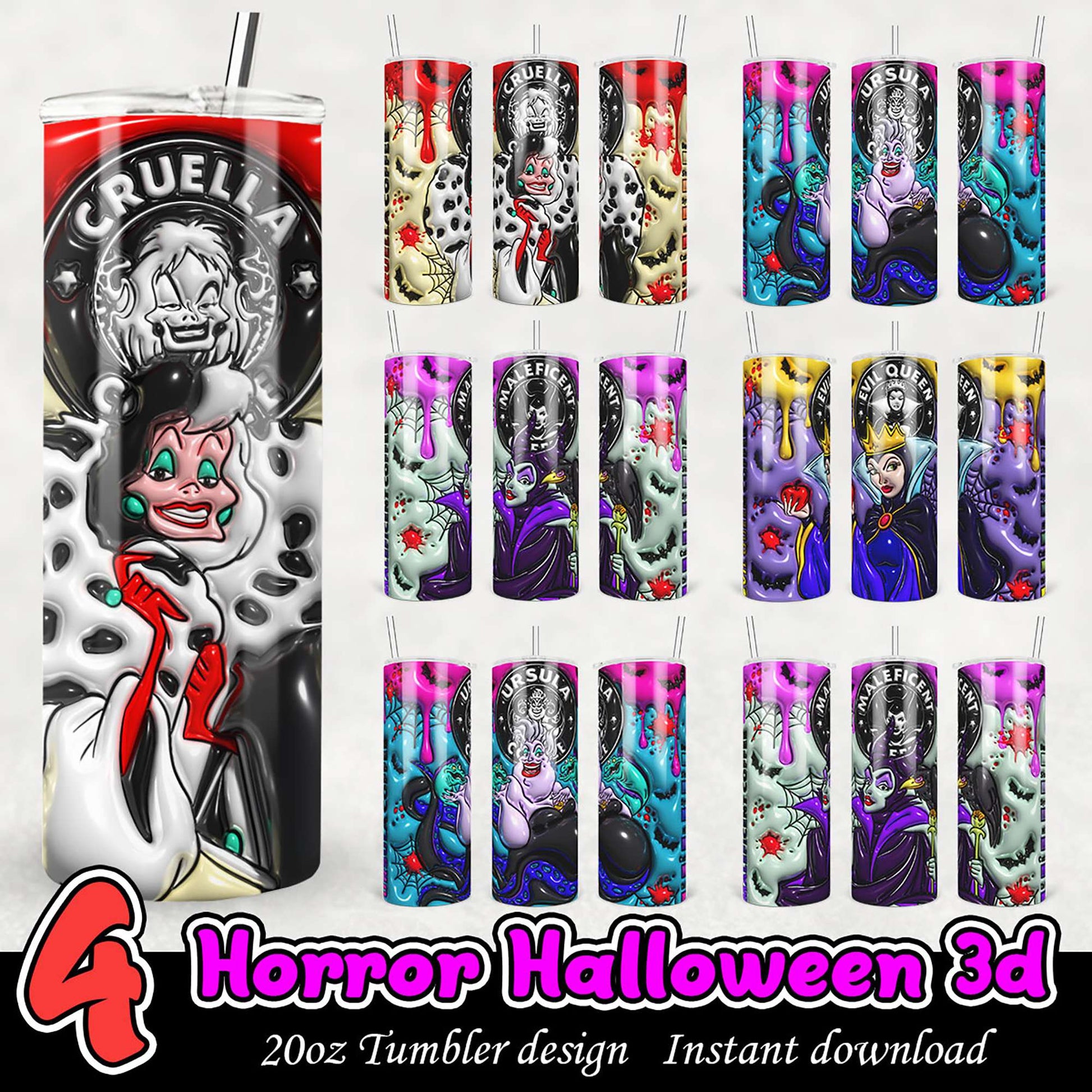 Horror Halloween Tumbler Designs PNG