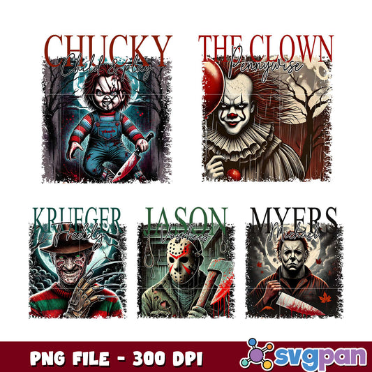 Horror Icon Bundle PNG Chucky Pennywise Freddy Jason