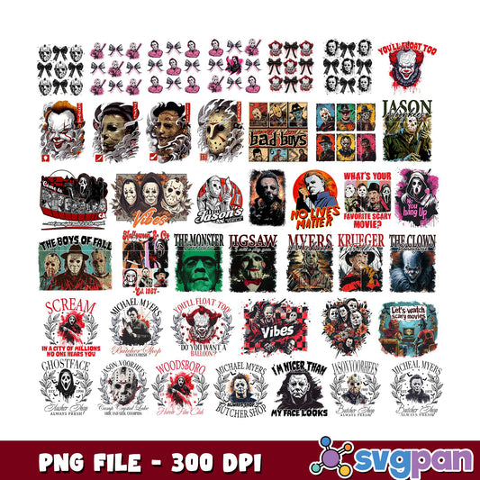 Horror Movie Character PNG Bundle for Graphic Design
