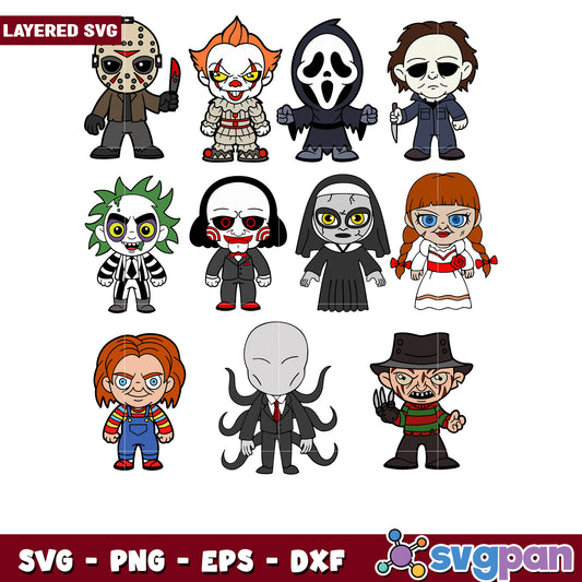 Horror Movie Chibi SVG Bundle