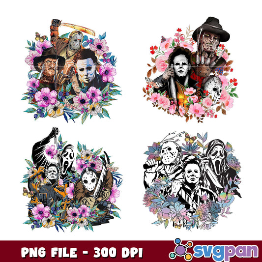 Horror Movie Floral PNG Bundle