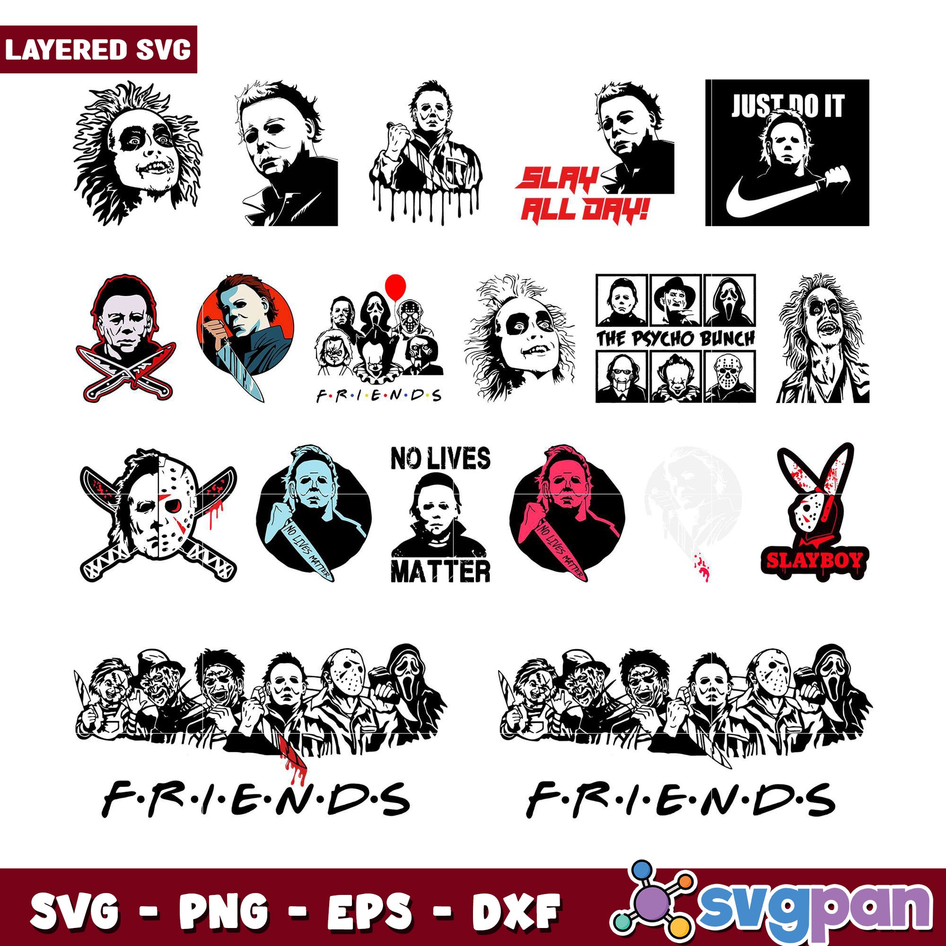 Horror Movie Friends Bundle SVG Graphic Set