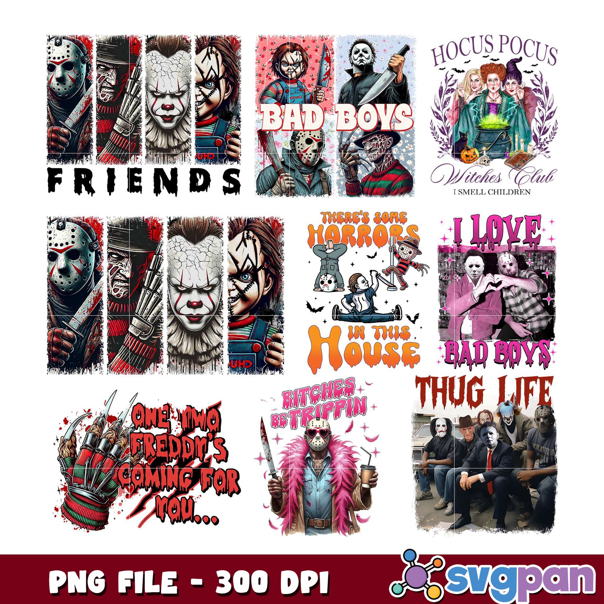 Horror Movie Friends PNG Bundle 300 DPI