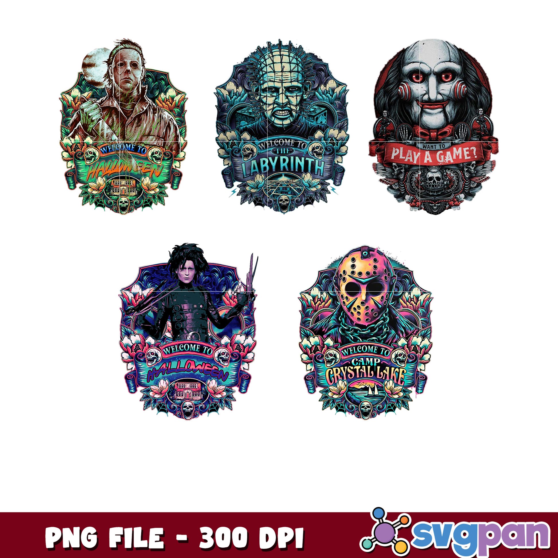Horror Movie Icon Bundle PNG for Halloween Decor