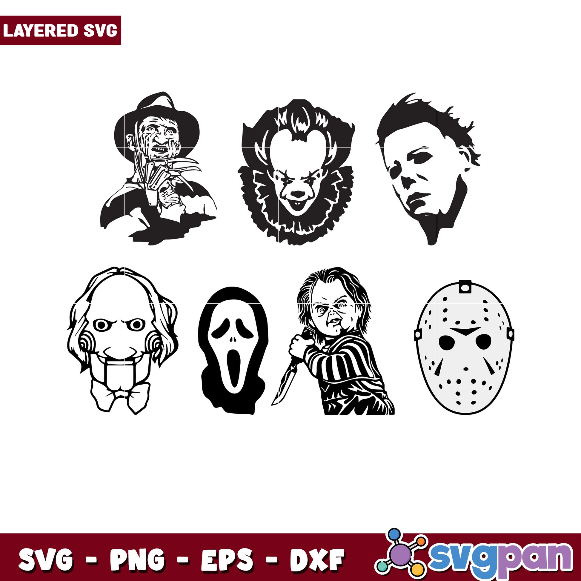 Horror Movie SVG Bundle 6 Layered Designs