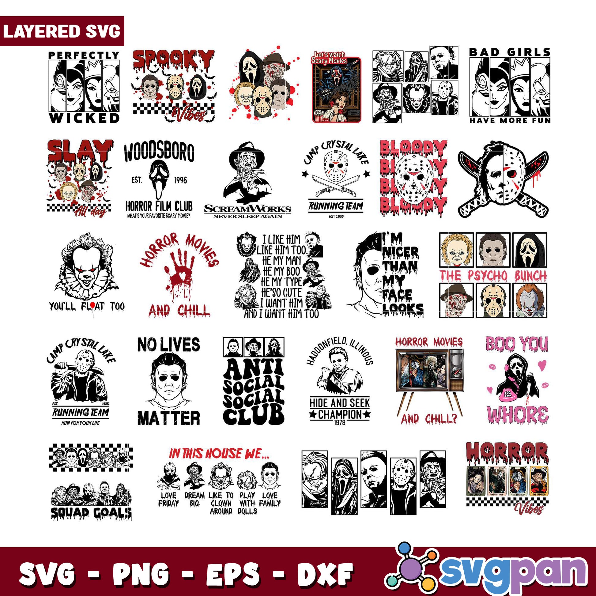 Horror Movie SVG Bundle Instant Download