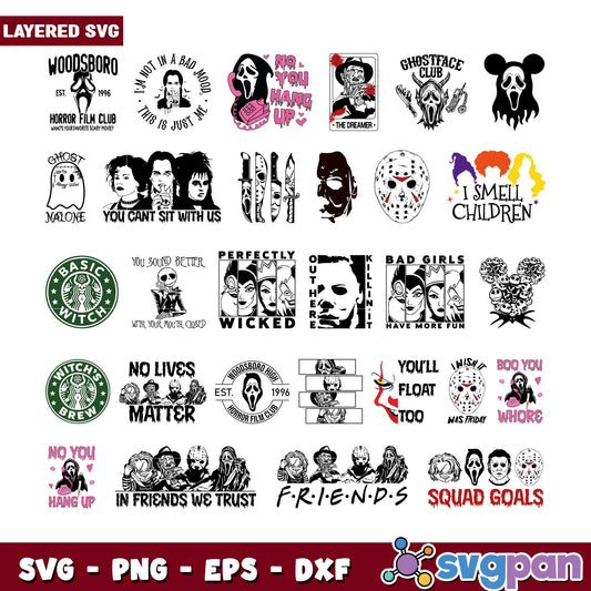 Horror Movie SVG Bundle Layered Designs