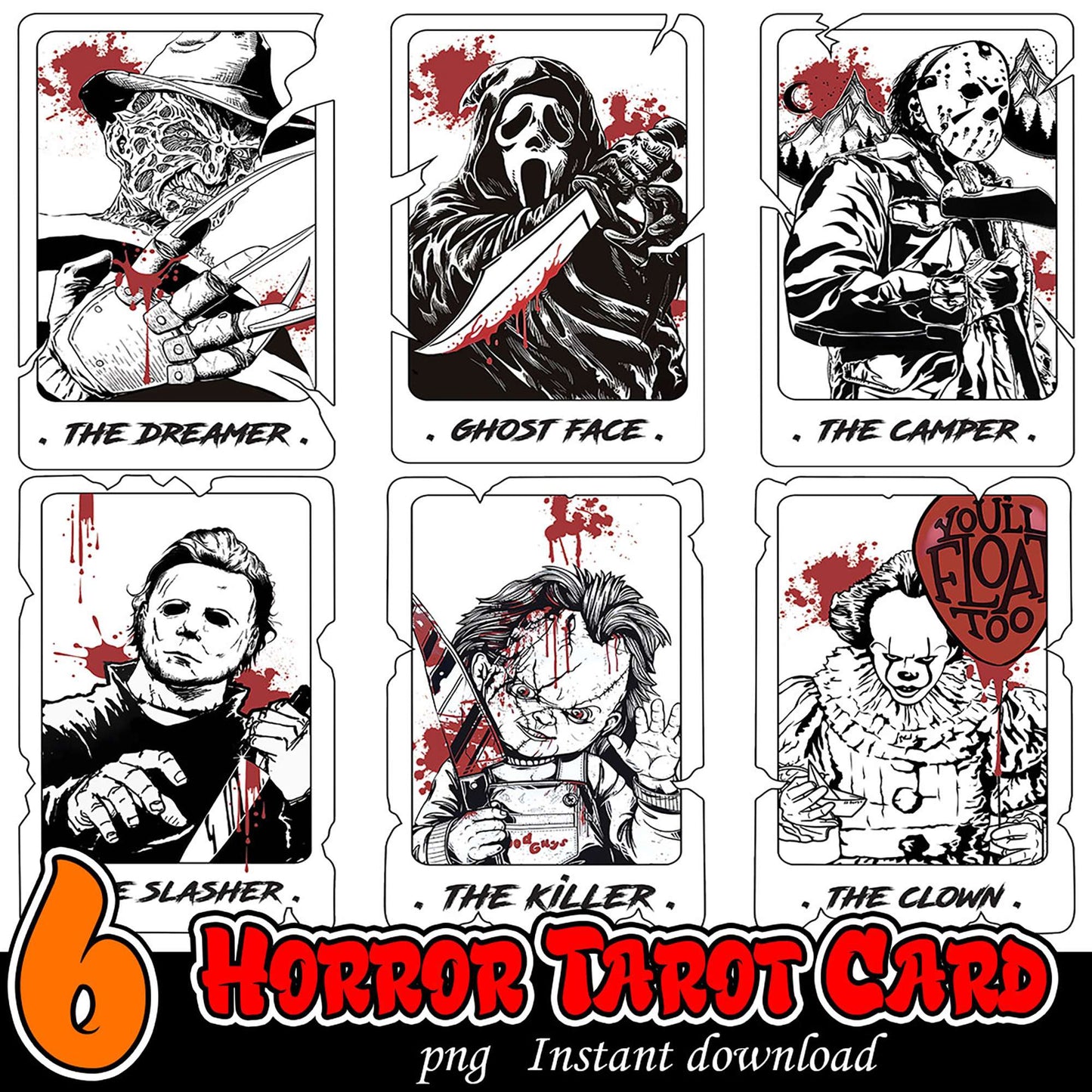 Horror Tarot Cards PNG Instant Download