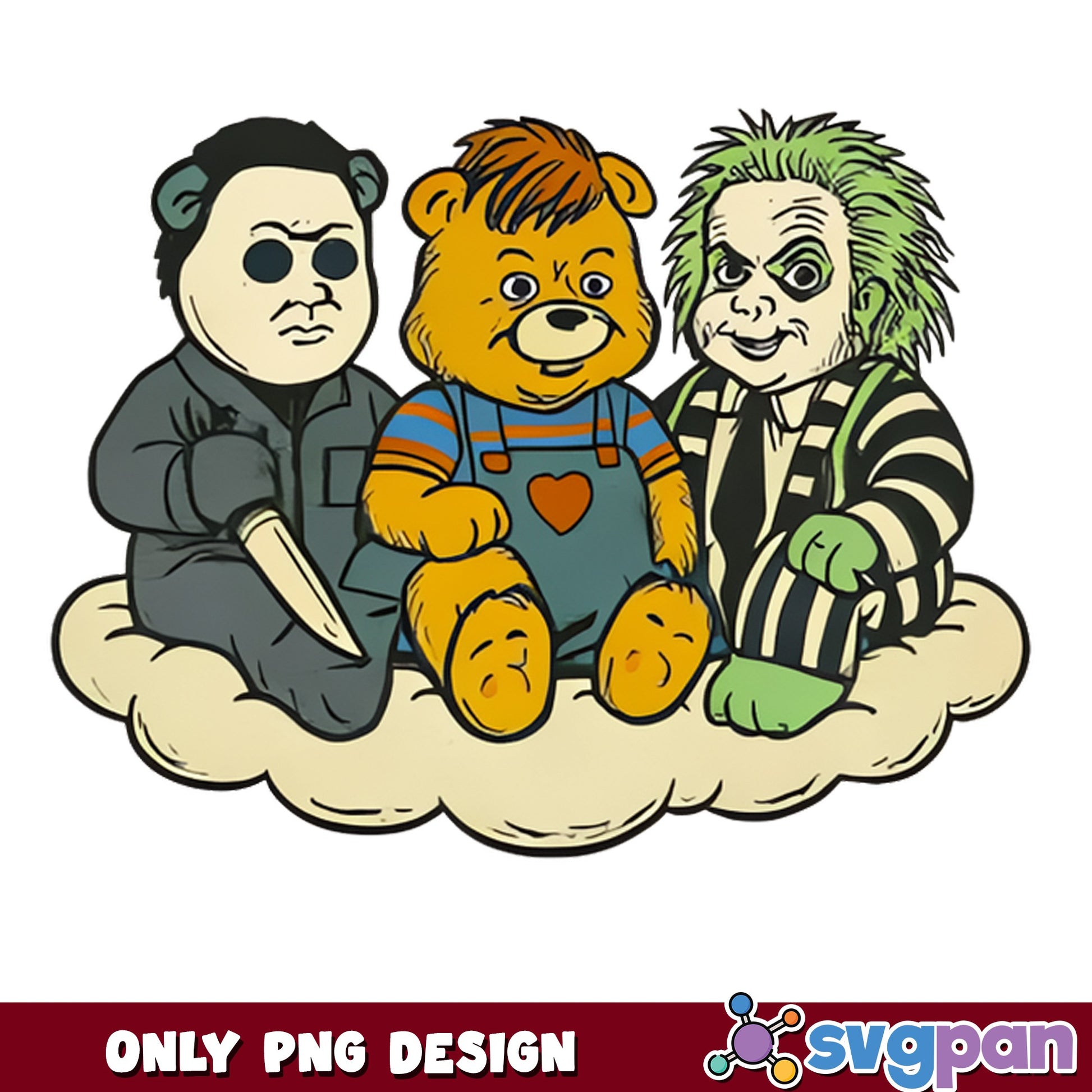 Horror Bears Halloween PNG, Michael Myers Beetlejuice, Spooky PNG