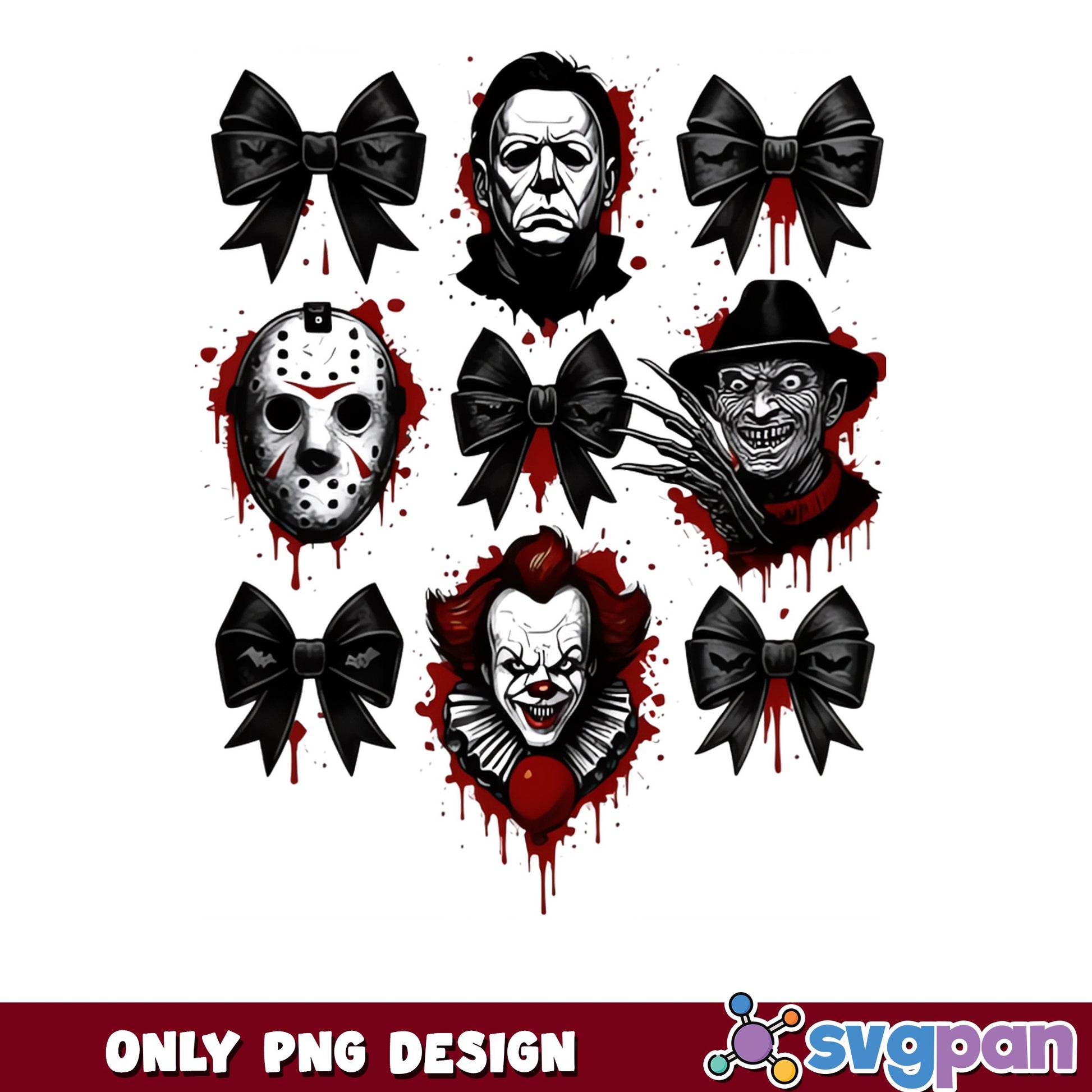 Horror Characters Coquette Bow PNG, Halloween PNG, Killer PNG