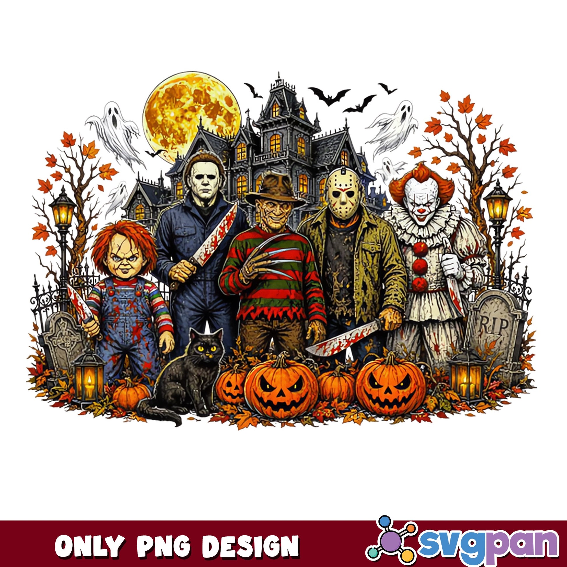 Horror Characters Halloween PNG, Chucky Freddy Jason PNG, Halloween PNG