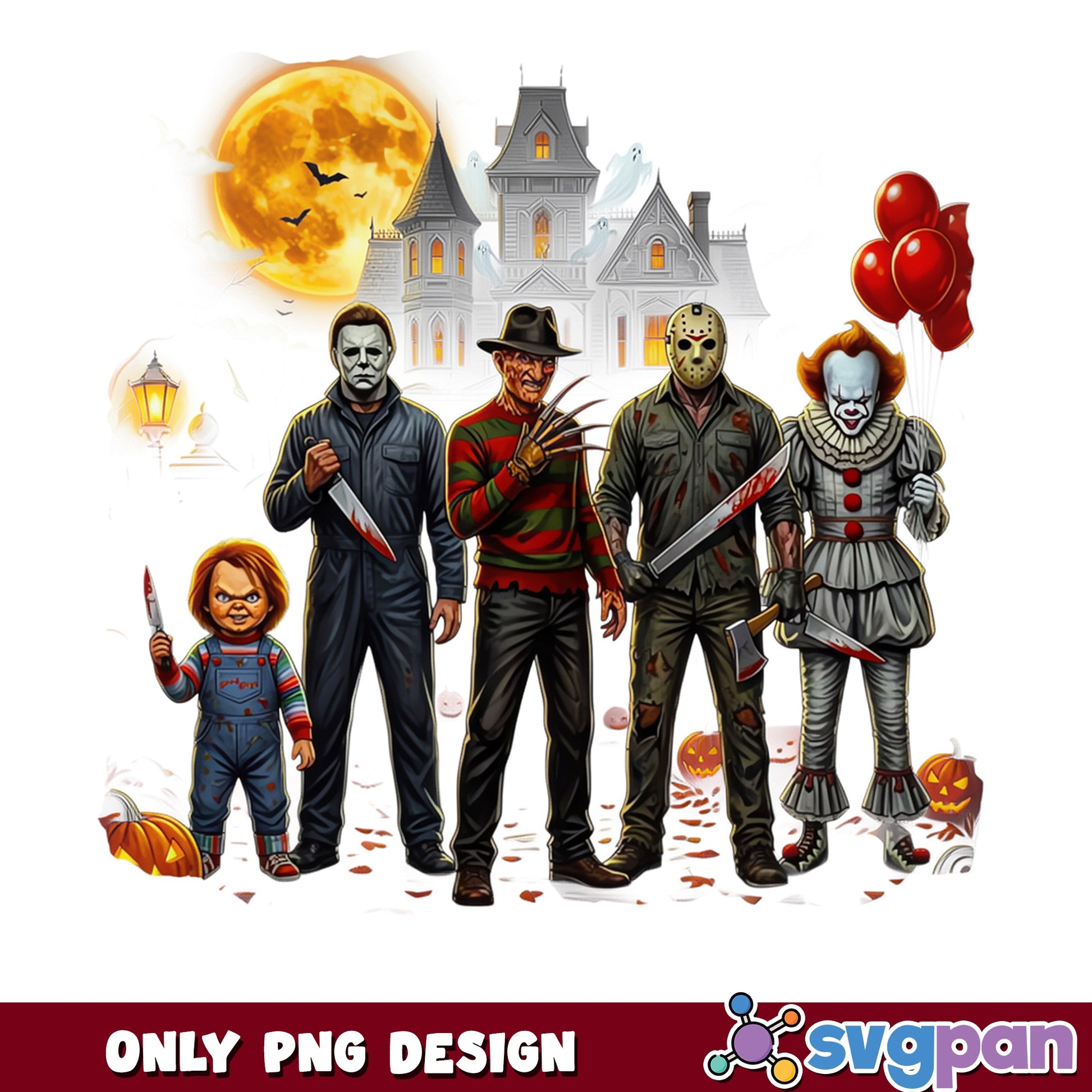 Horror Characters Halloween PNG, Chucky Freddy Jason PNG, Horror Movie PNG