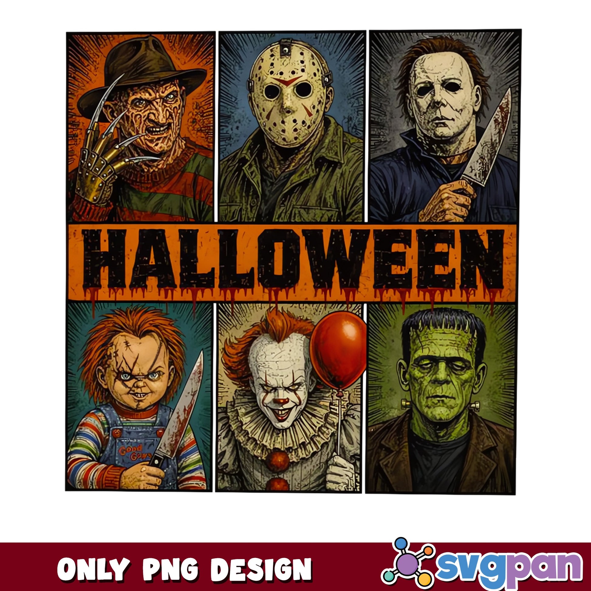 Horror Characters Halloween PNG, Scary Movie Villains, Halloween PNG