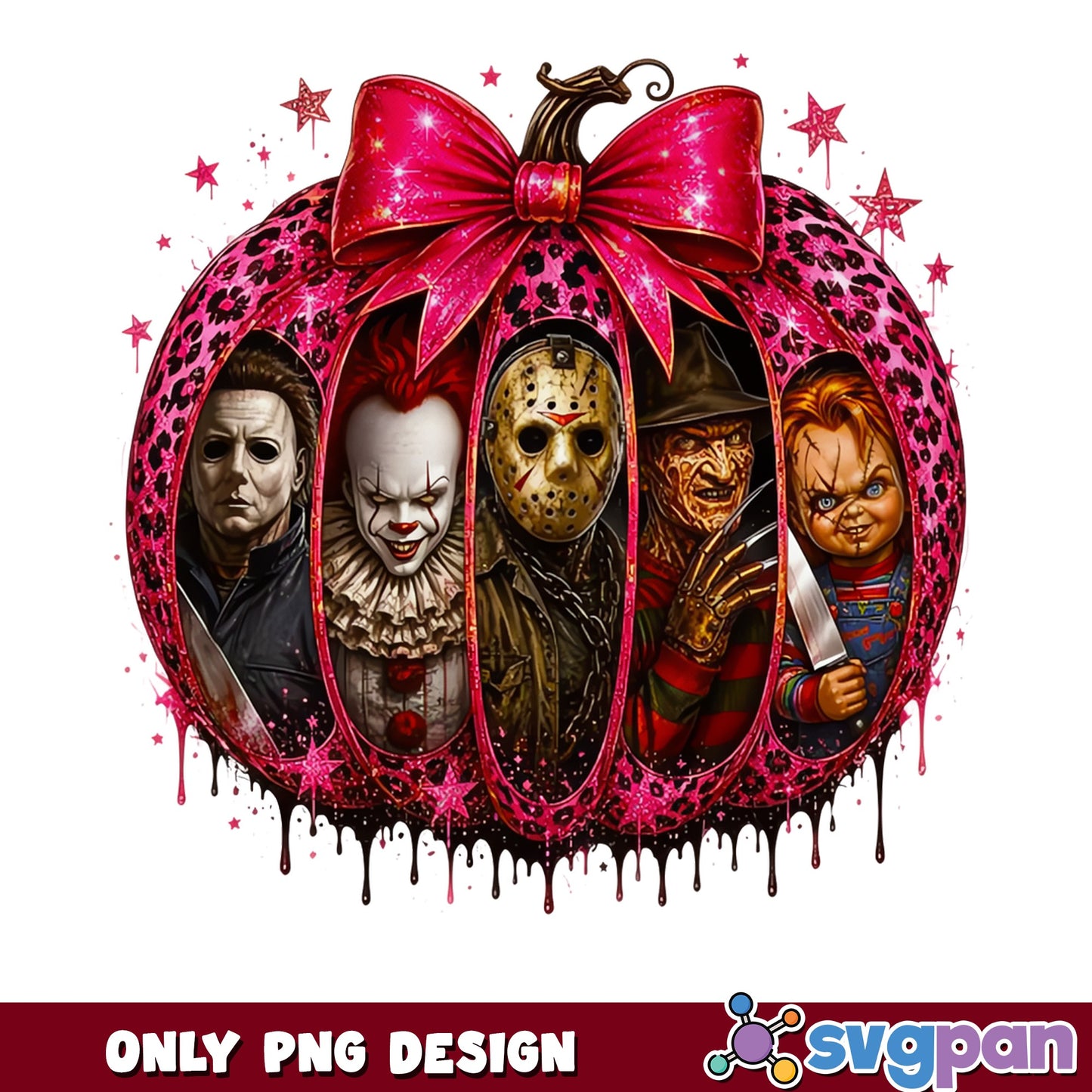 Horror Characters Pink Pumpkin PNG, Halloween Horror PNG, Coquette PNG
