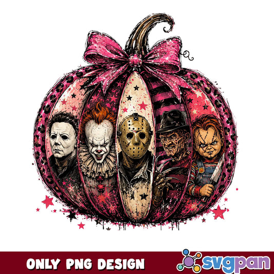 Horror Characters Pink Pumpkin PNG, Halloween Horror PNG, Scary PNG