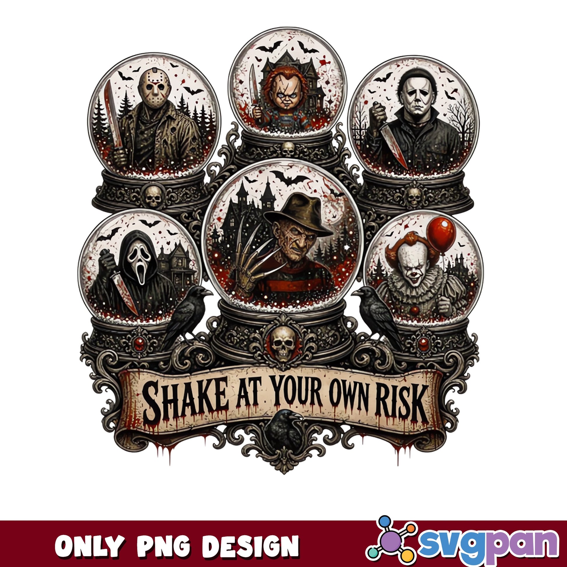 Horror Characters Snow Globe PNG, Halloween PNG, Killer PNG