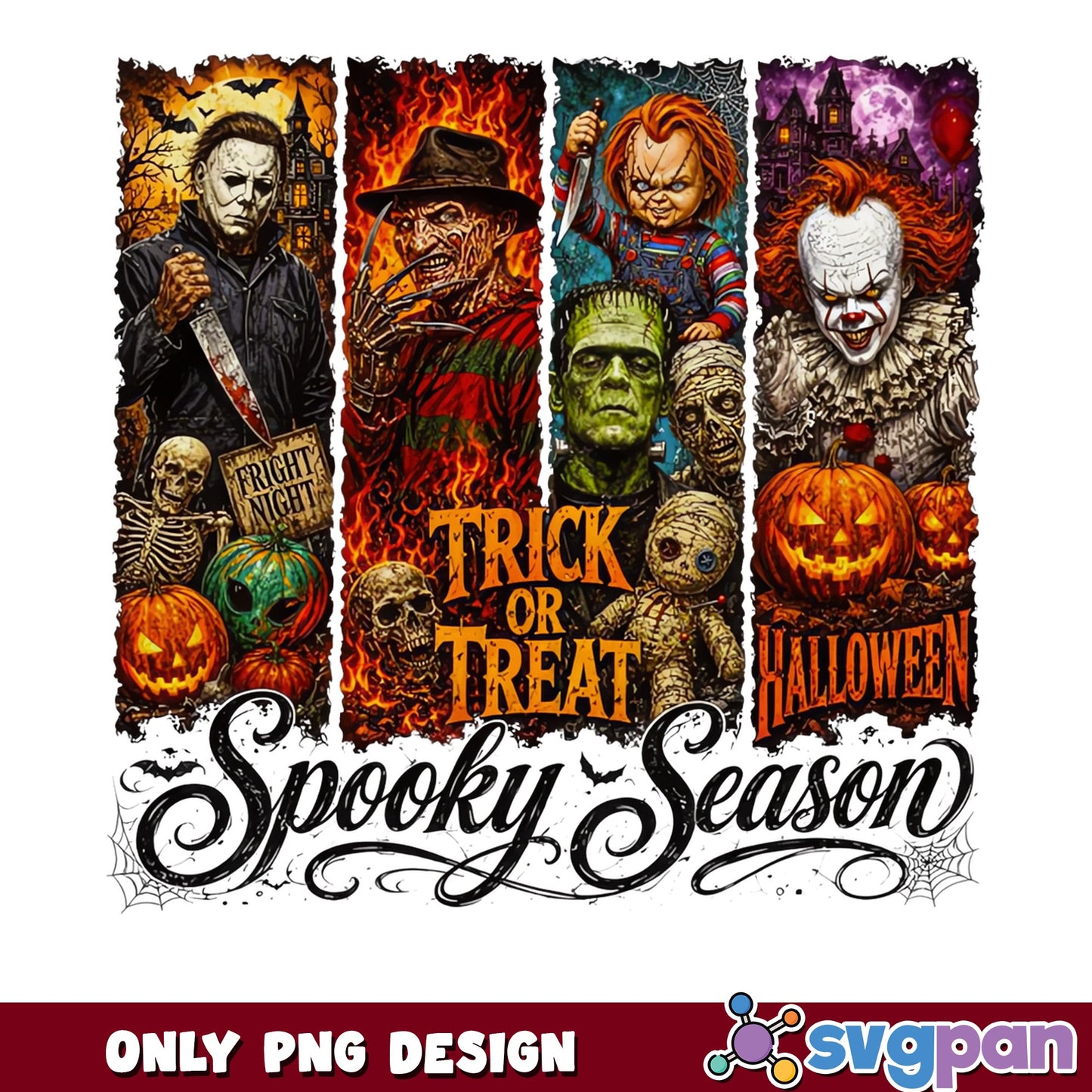 Horror Characters Spooky Season PNG, Trick Or Treat PNG, Halloween PNG