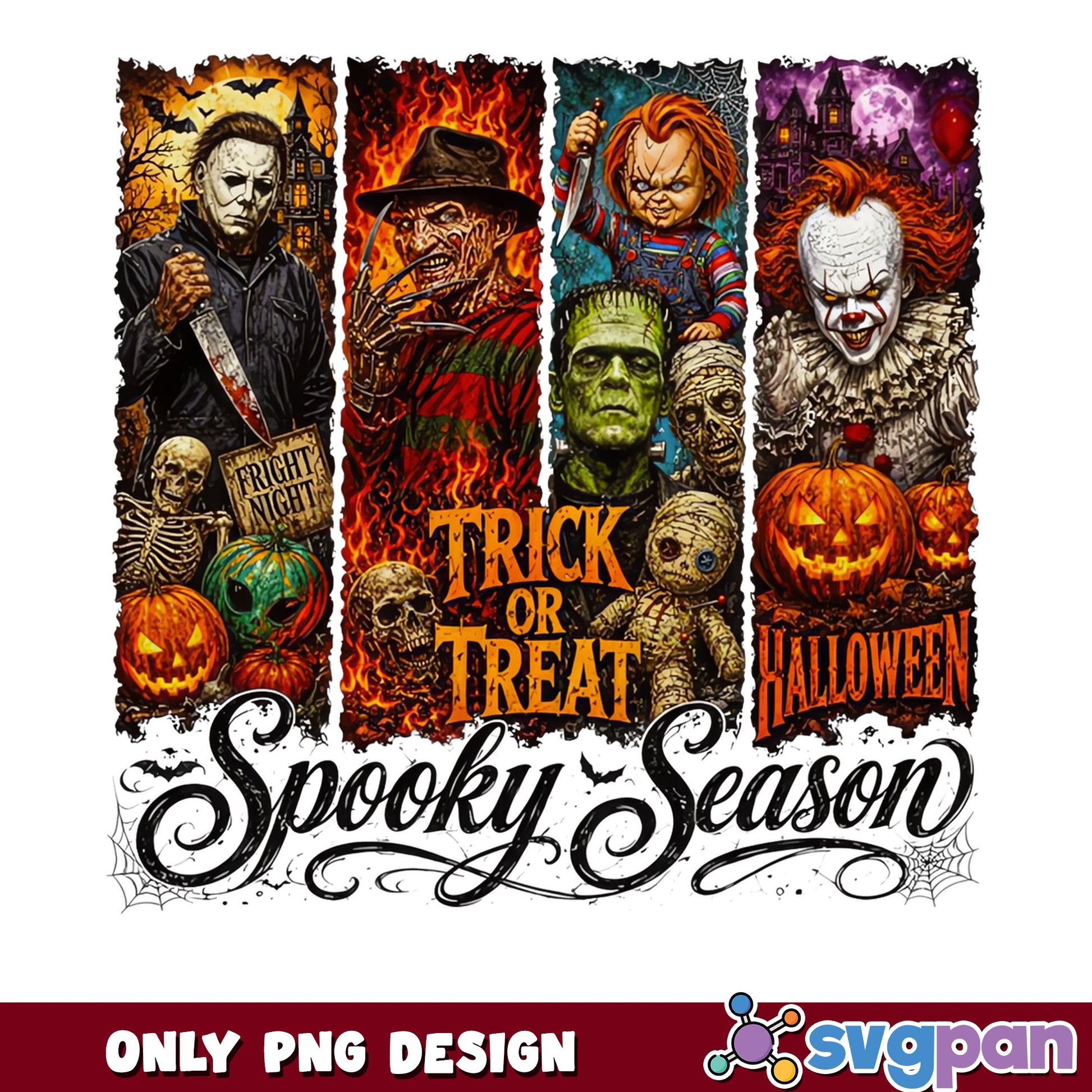 Horror Characters Spooky Season PNG, Trick Or Treat PNG, Halloween PNG