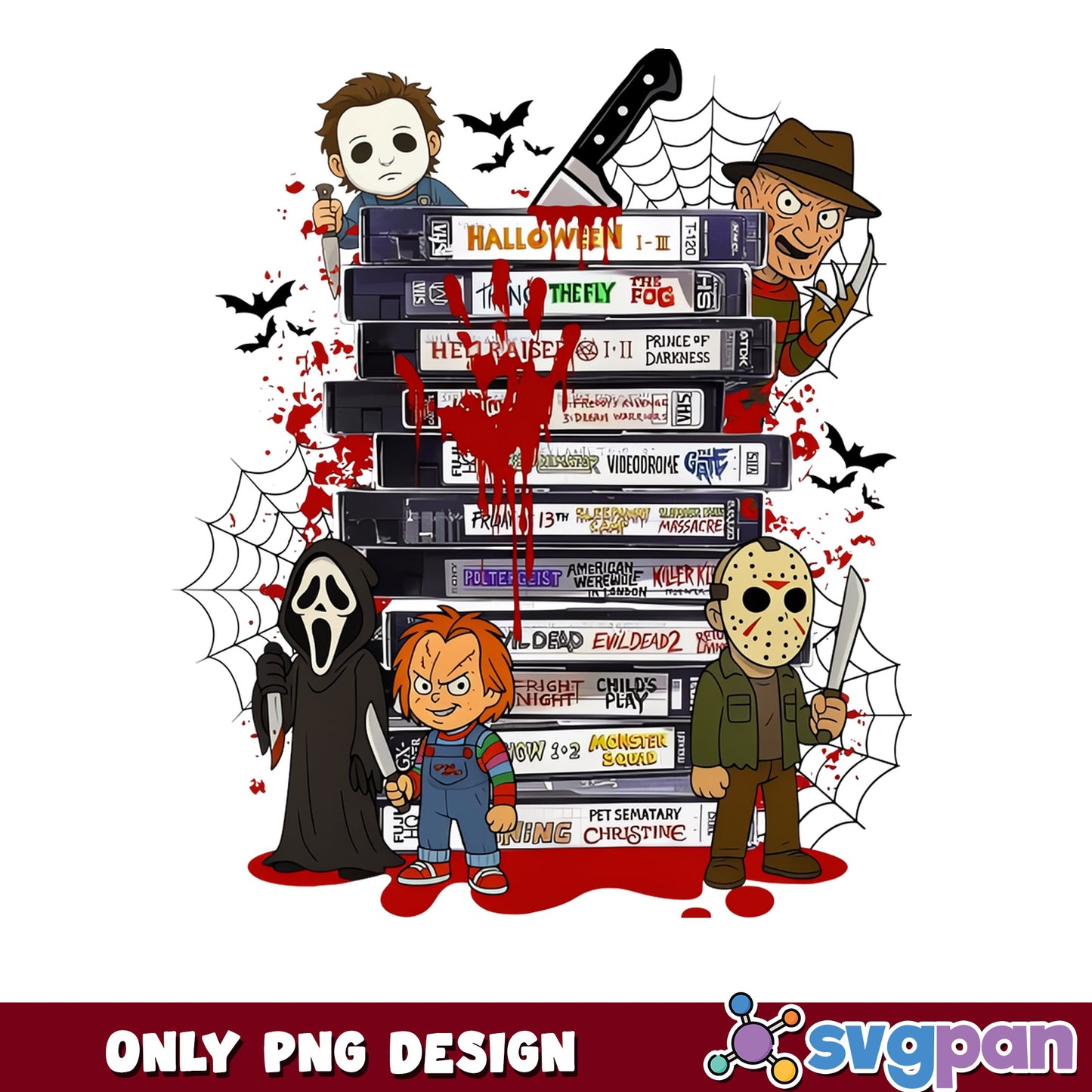 Horror Characters VHS Tapes PNG, Halloween Horror PNG, Chucky Jason PNG