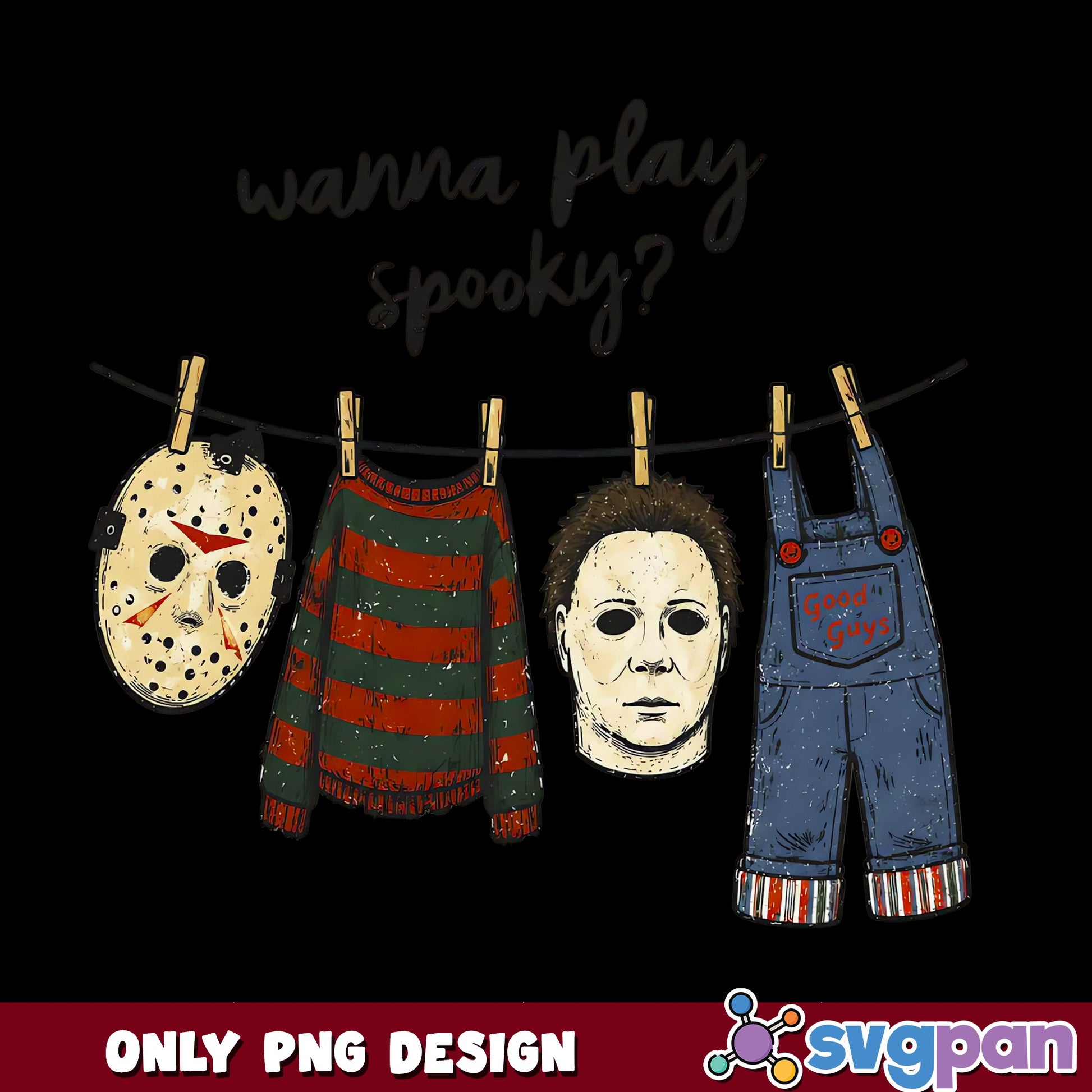 Horror Characters Wanna Play Spooky PNG, Halloween PNG, Horror PNG