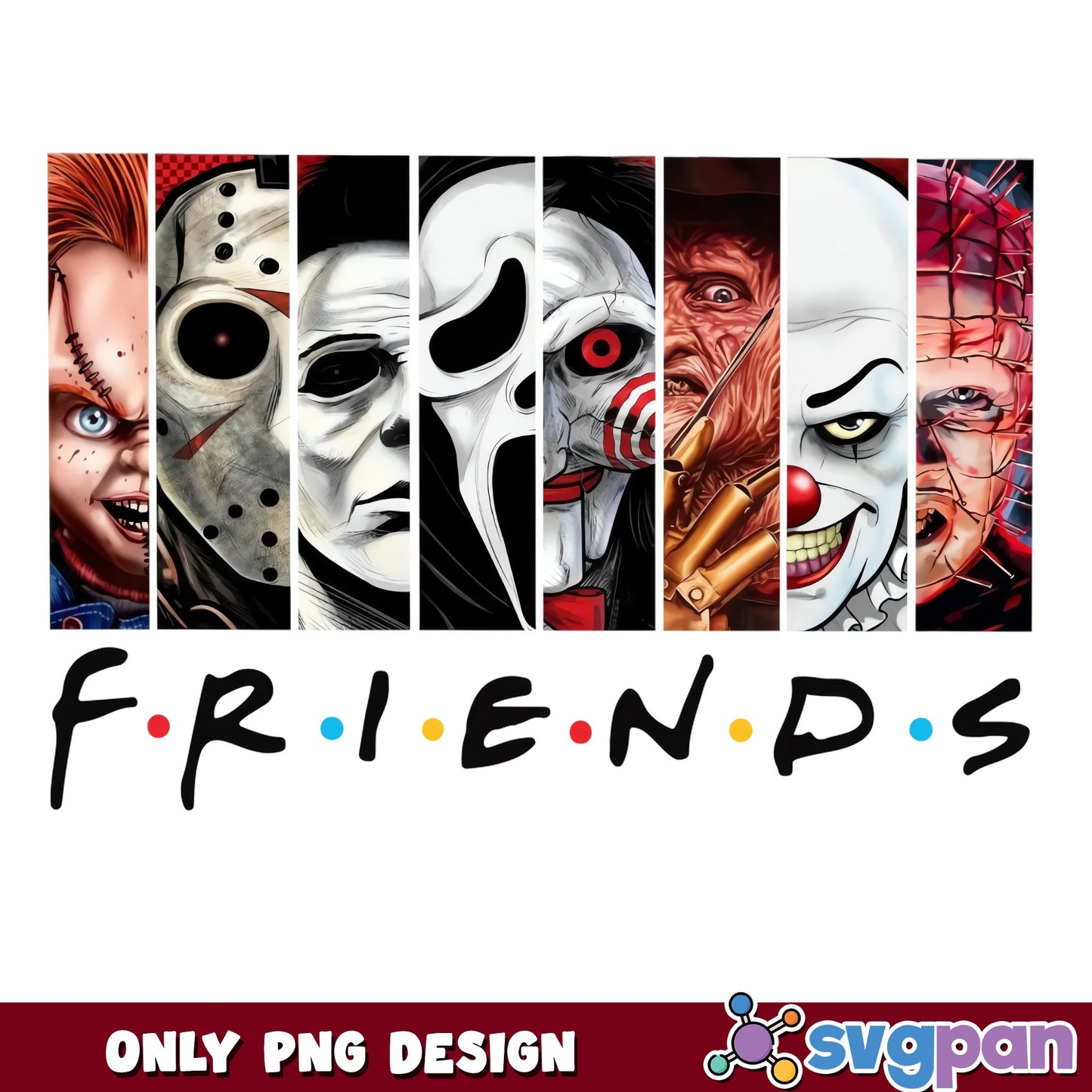 Horror Friends Halloween PNG, Horror Characters PNG, Halloween PNG