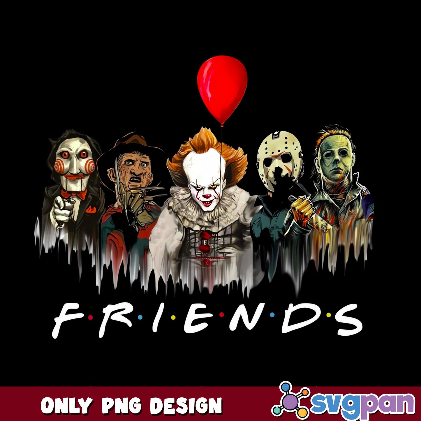 Horror Friends PNG, Halloween Horror Characters PNG, Scary PNG