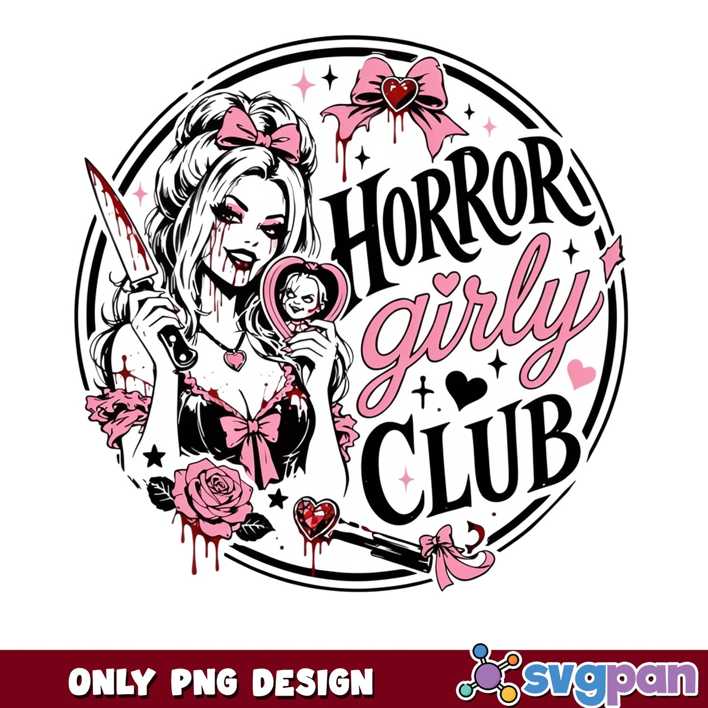 Horror Girly Club PNG, Spooky Girl Halloween PNG, Horror PNG