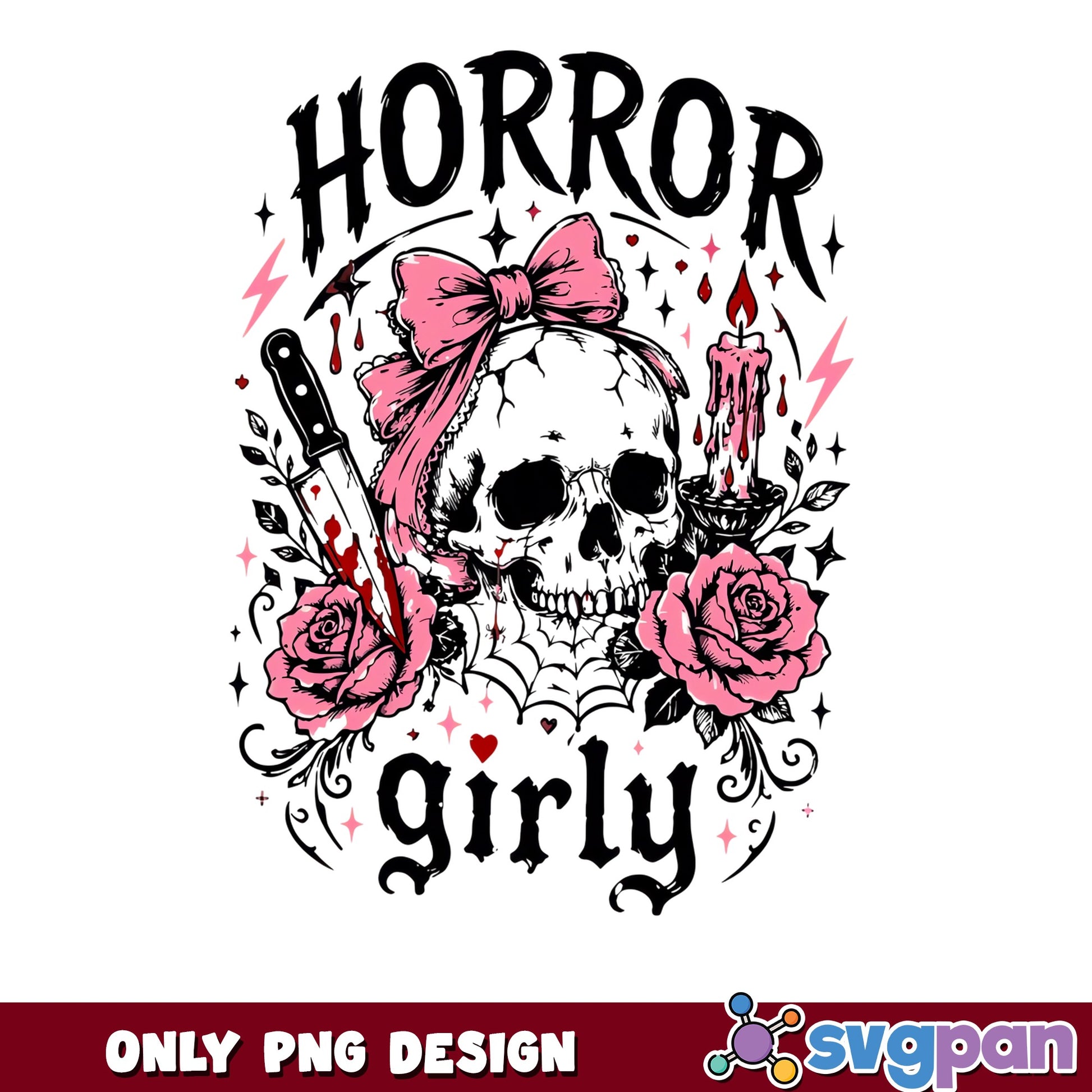 Horror Girly Skull PNG, Coquette Halloween PNG, Spooky Girl PNG