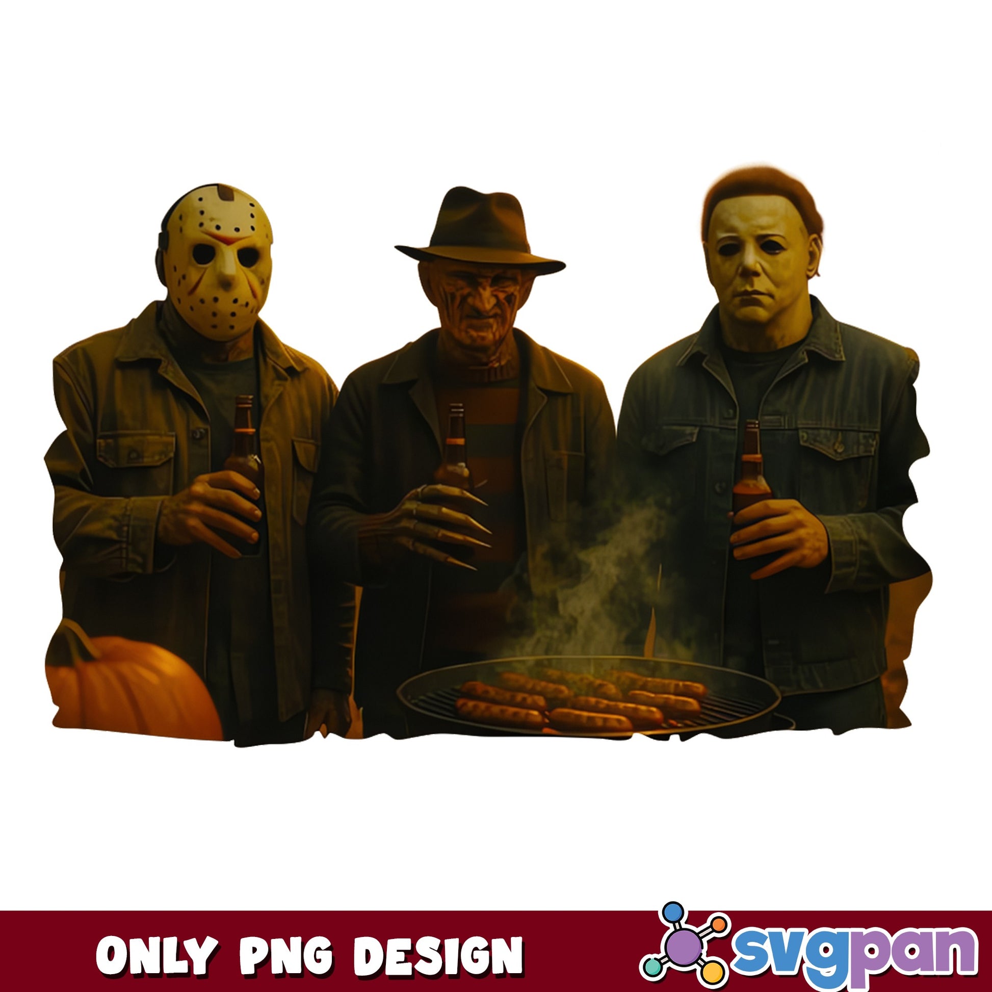 Horror Icons BBQ PNG, Jason Freddy Michael Myers PNG, Halloween PNG