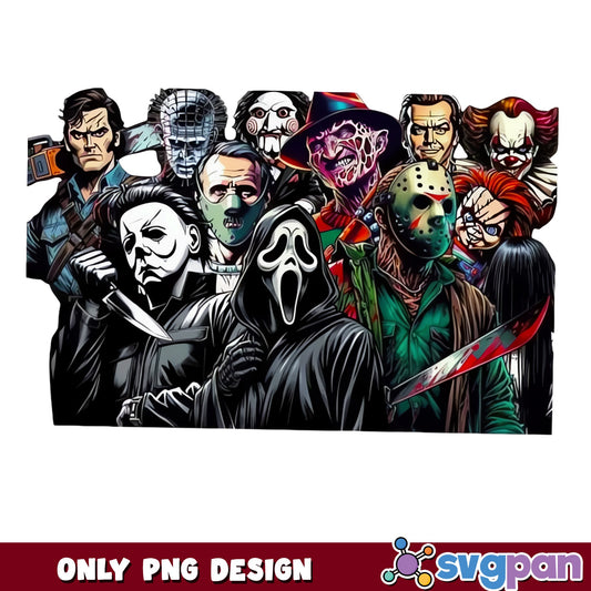 Horror Movie Characters Bundle PNG, Halloween Villains PNG, Scary PNG