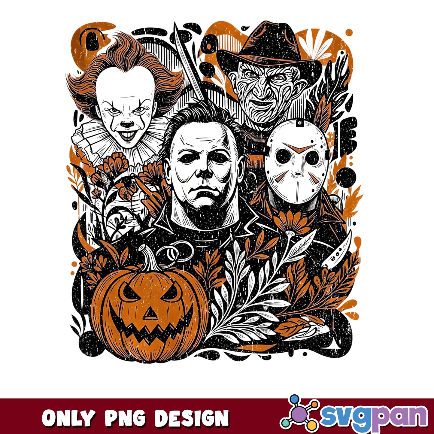 Horror Movie Characters Halloween PNG, Killers Bundle, Halloween PNG