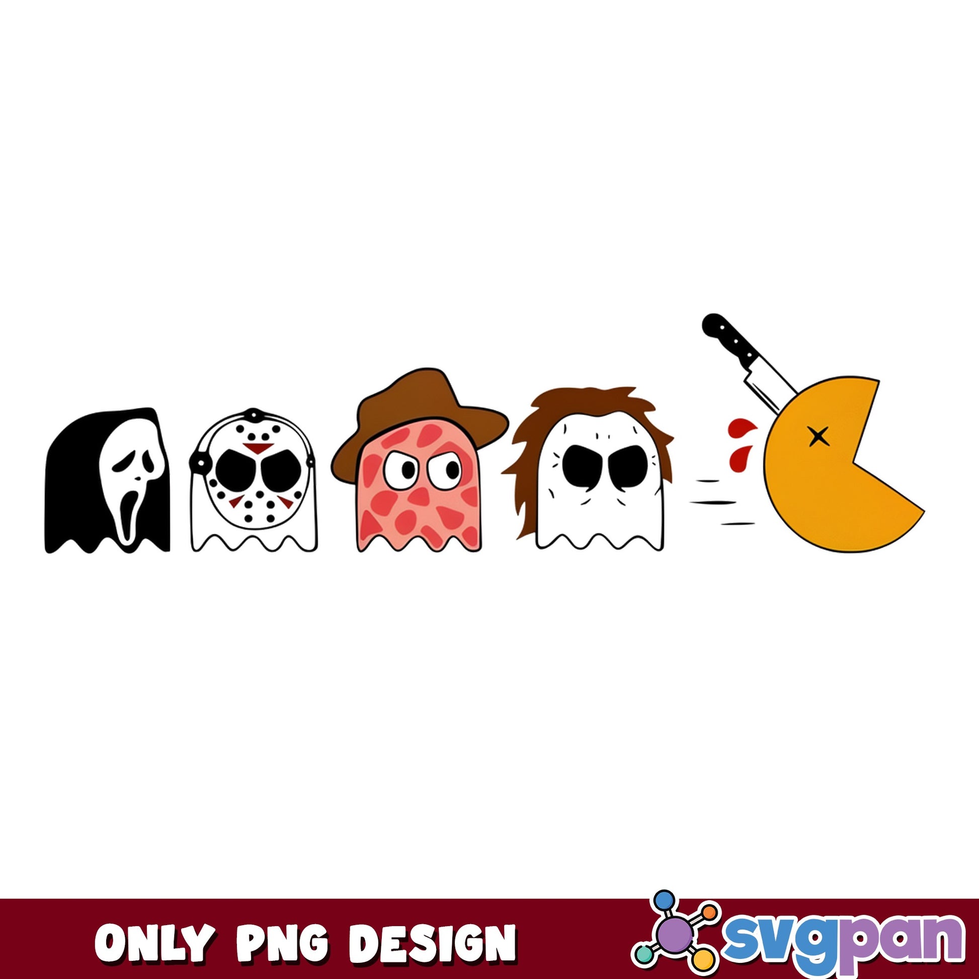 Horror Movie Characters Pacman Halloween PNG, Ghostface PNG, Killer PNG