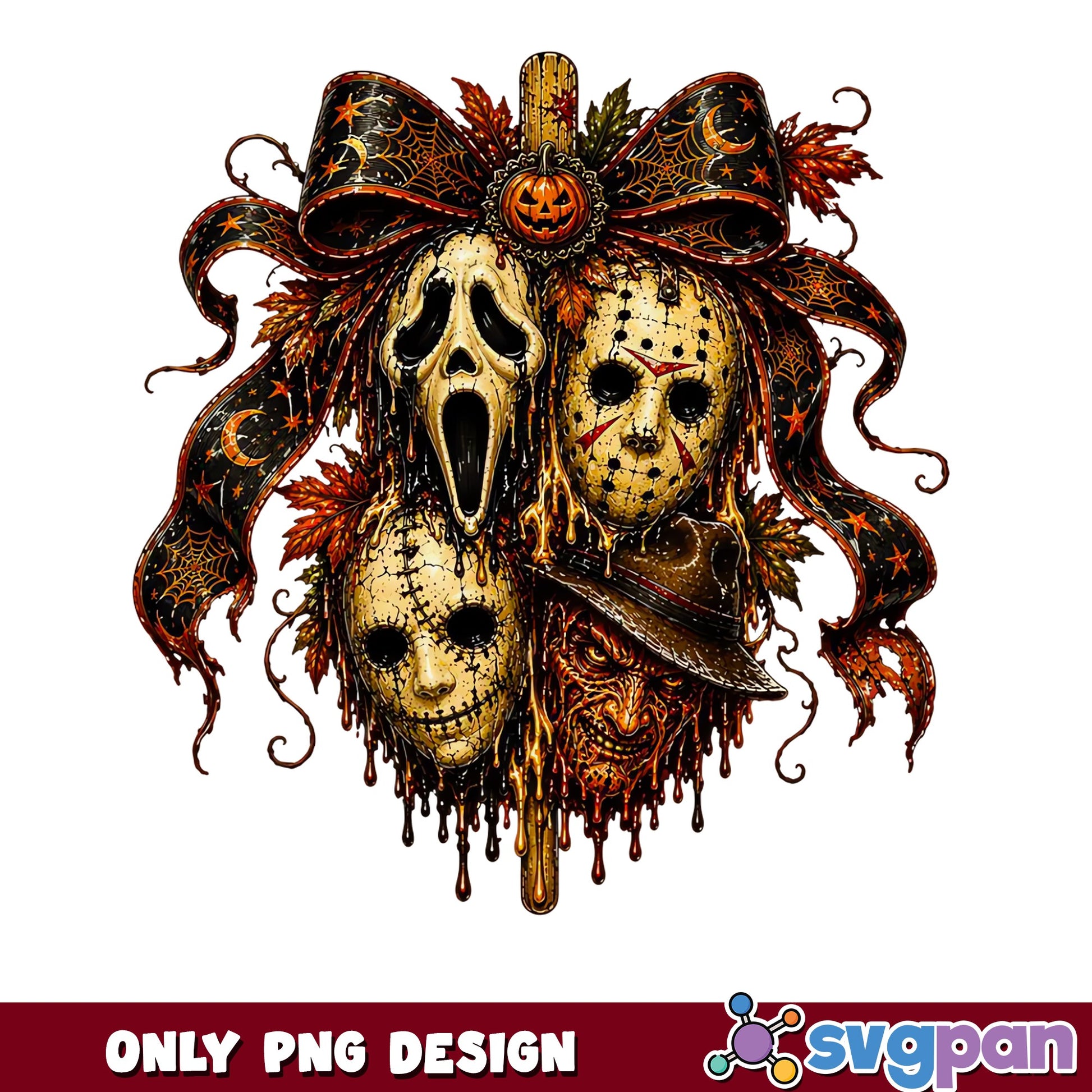 Horror Movie Killers Masks PNG, Halloween Bow PNG, Scary PNG