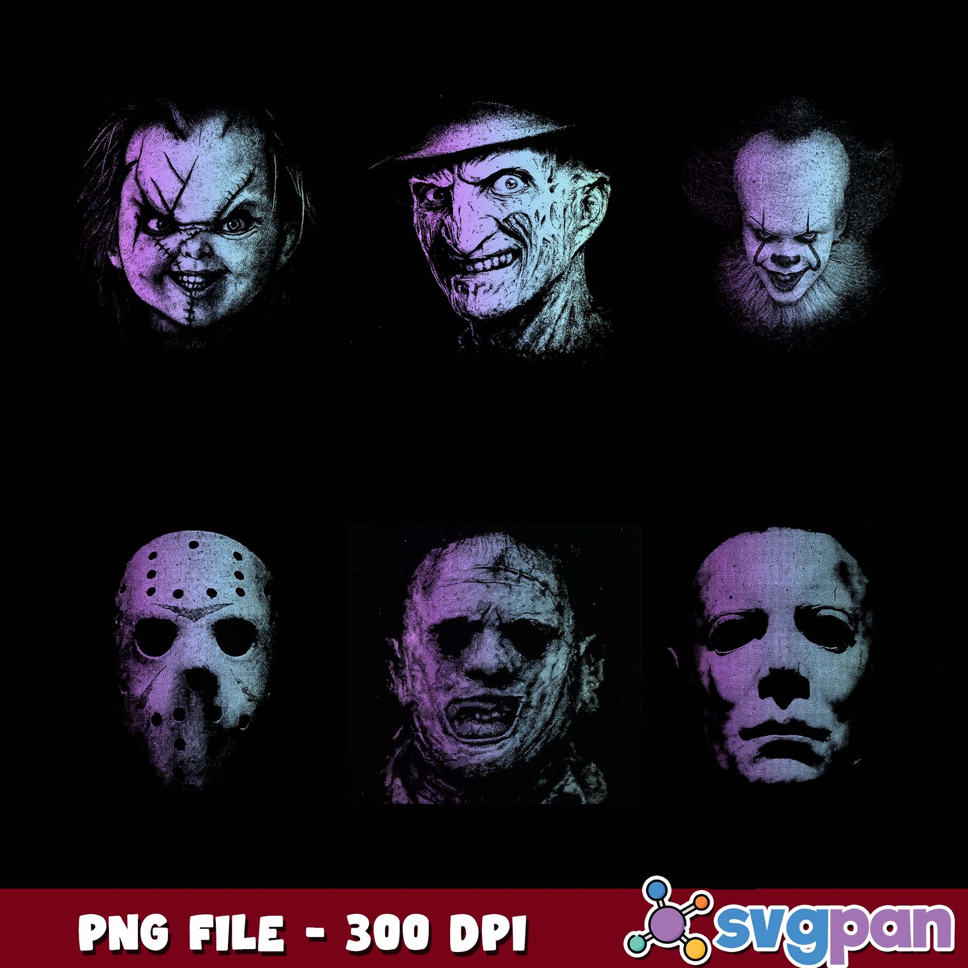Horror characters face png bundle