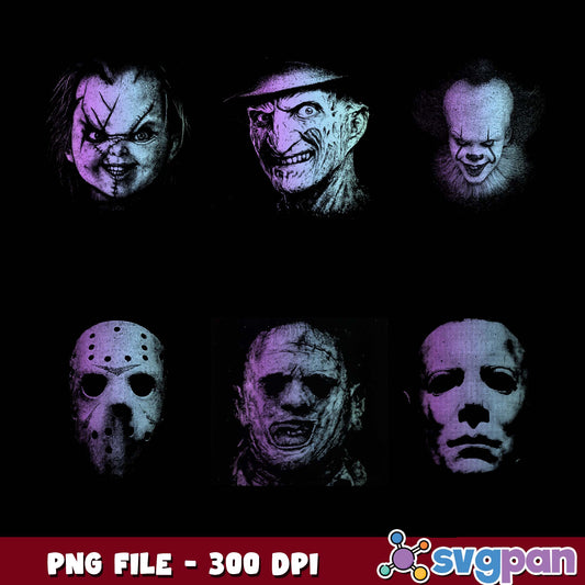 Horror characters face png bundle