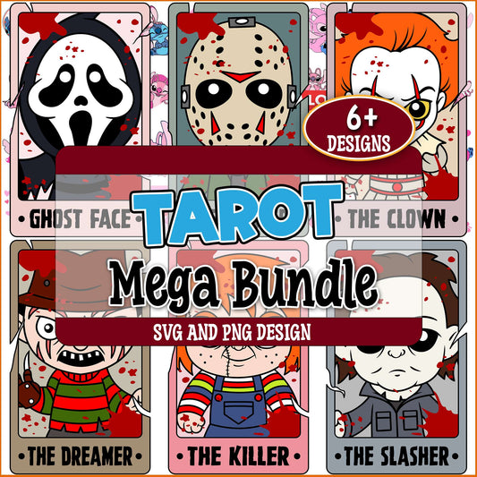 Horror characters tarot card svg bundle