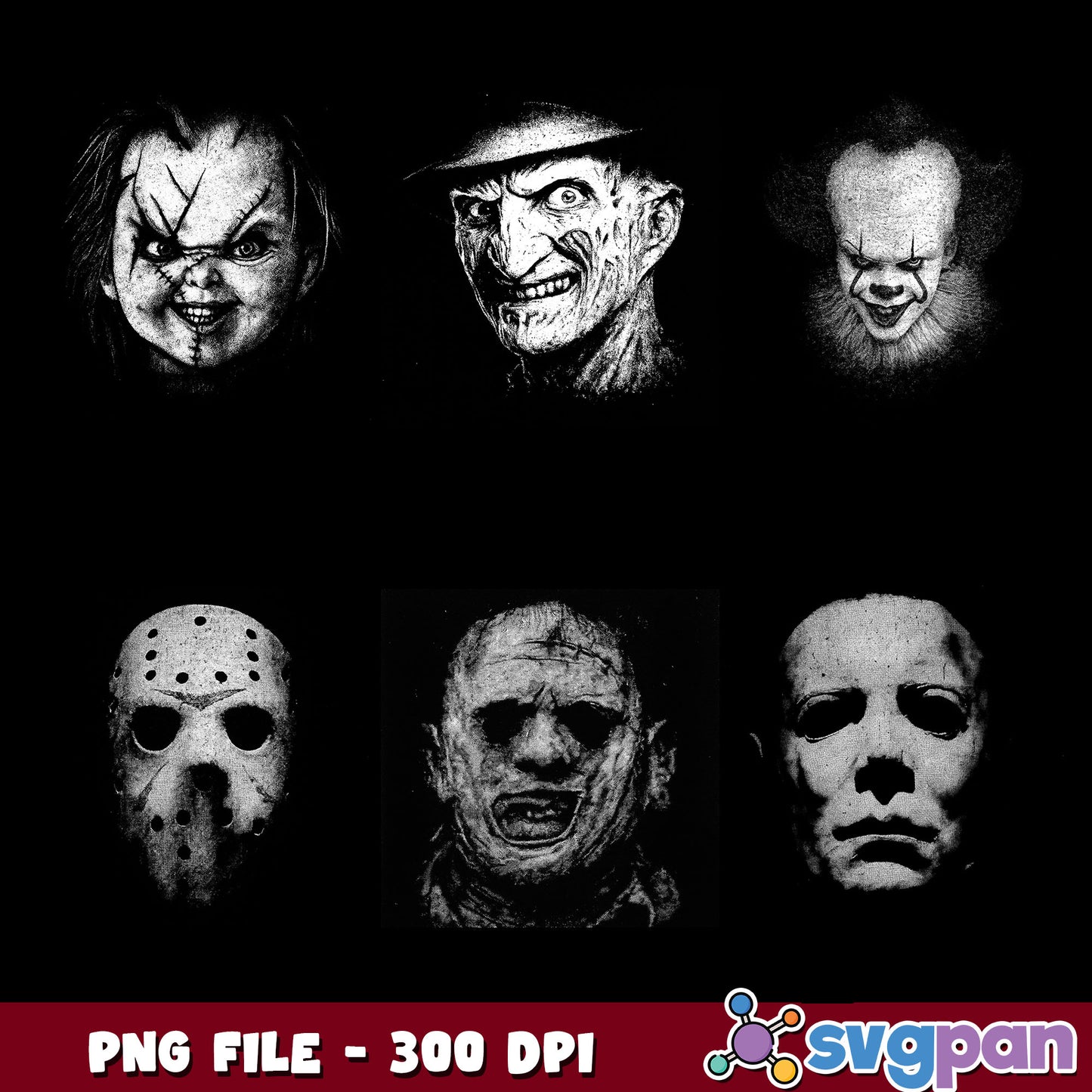 Horror colorless design png bundle