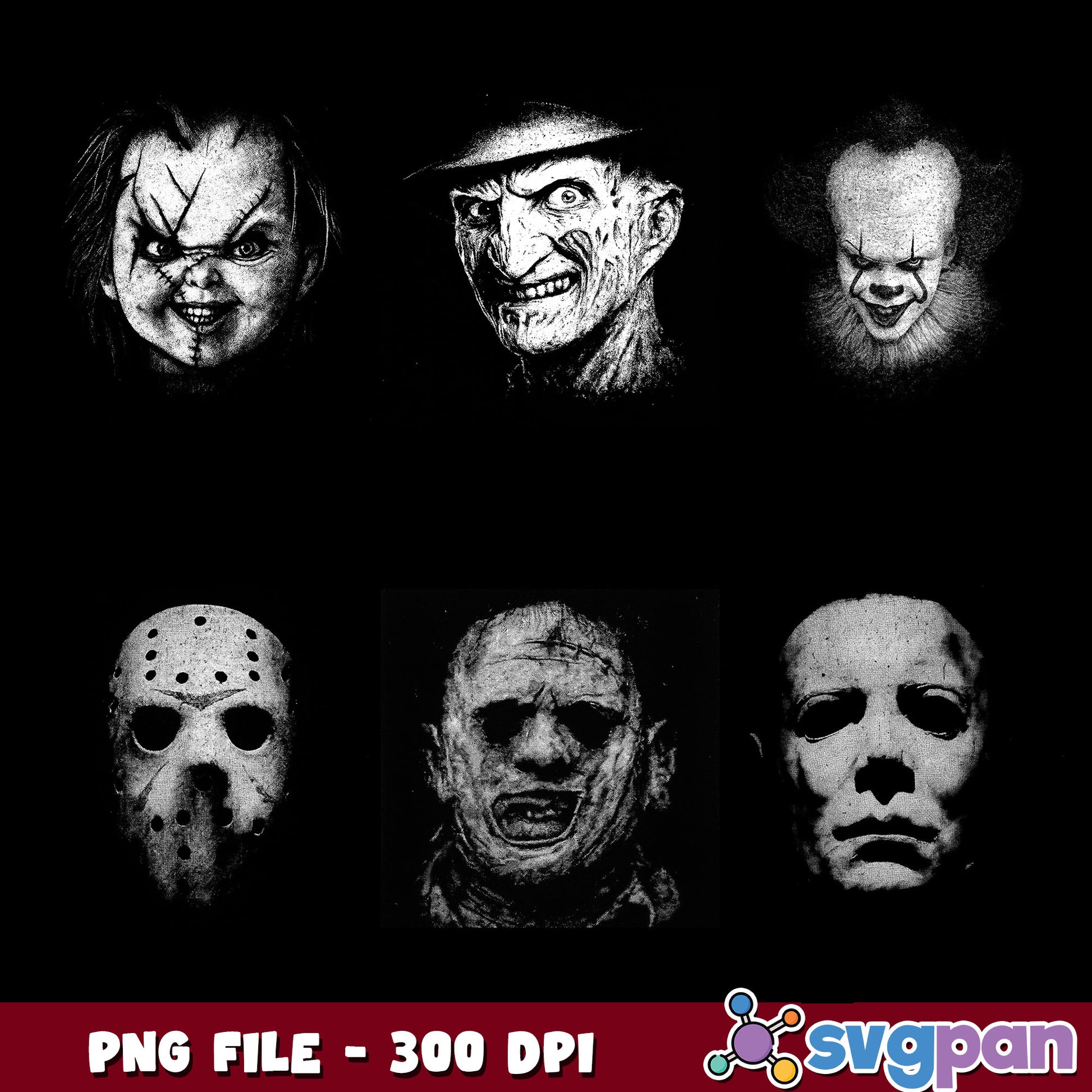 Horror colorless design png bundle