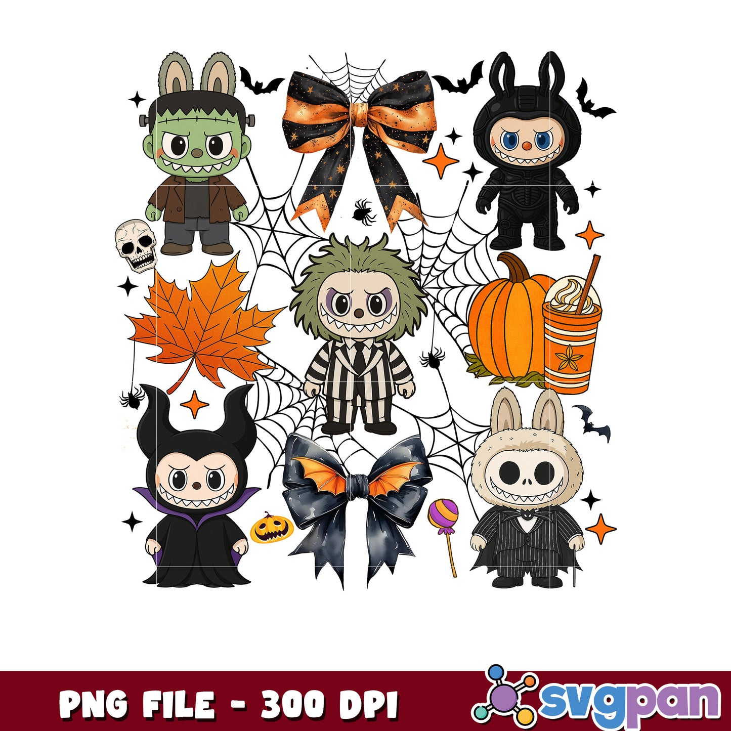 Horror design of labubu png, halloween png, halloween labubu png