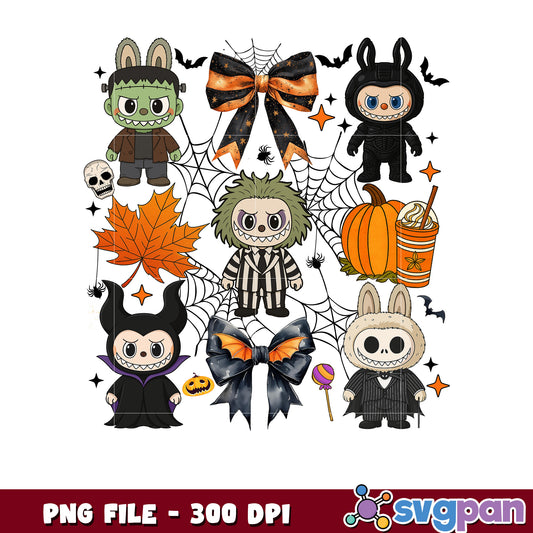 Horror design of labubu png, halloween png, halloween labubu png