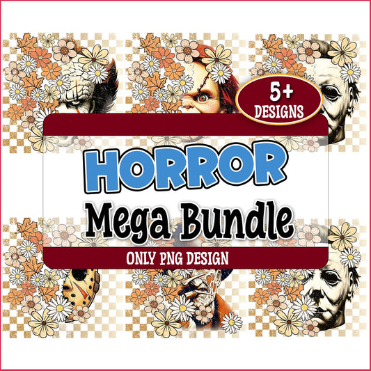 Horror flowered design png bundle