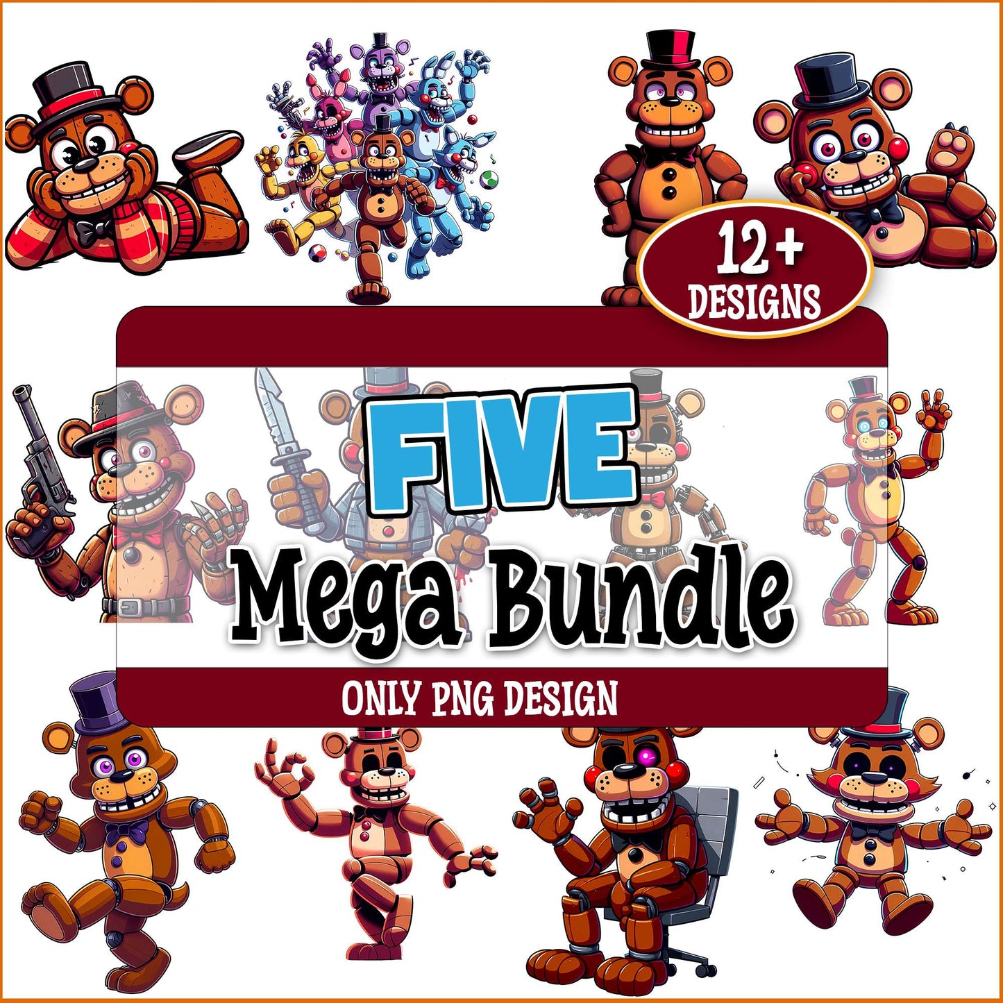 Horror freddy bear png bundle