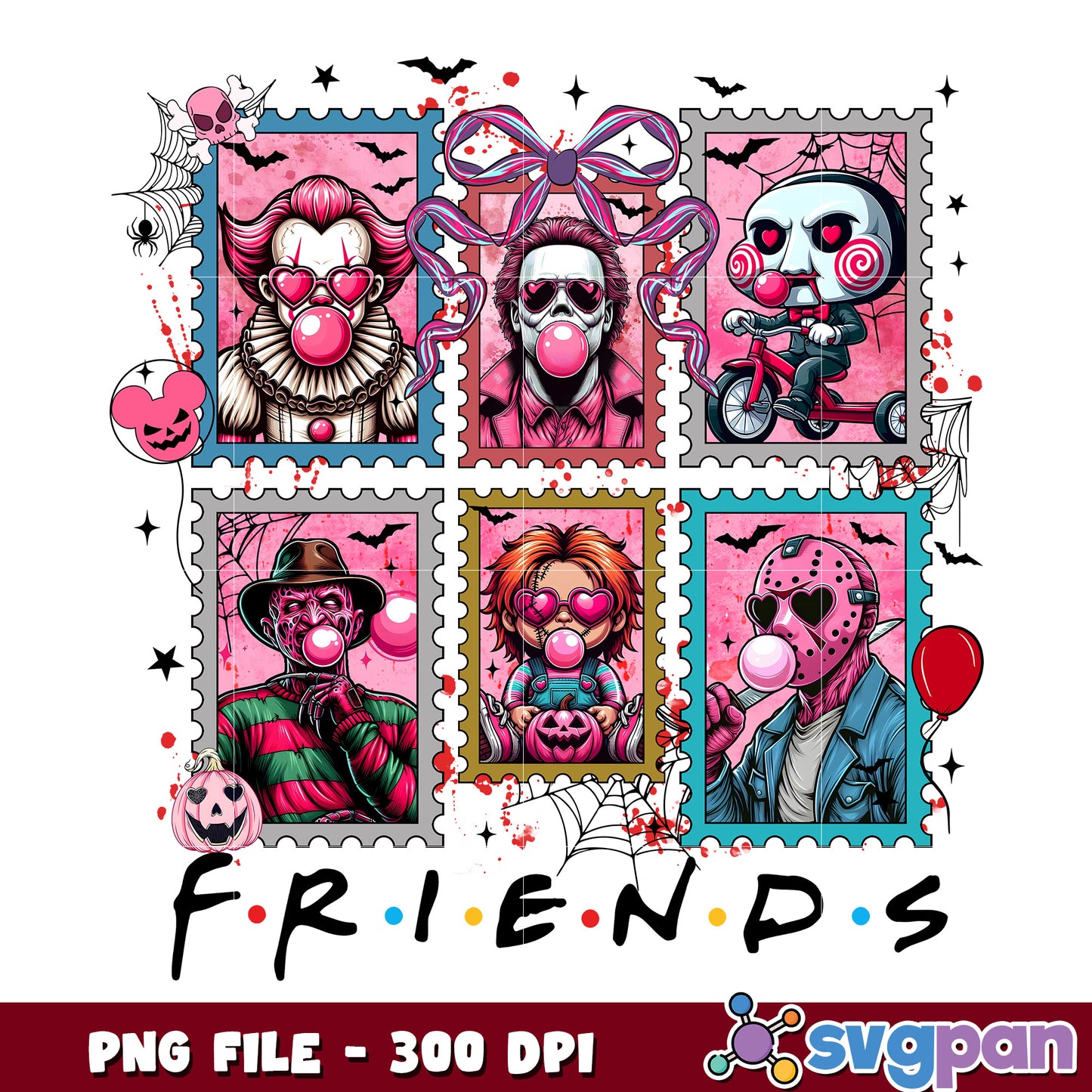 Horror friends png, halloween candy png, trick or treat png