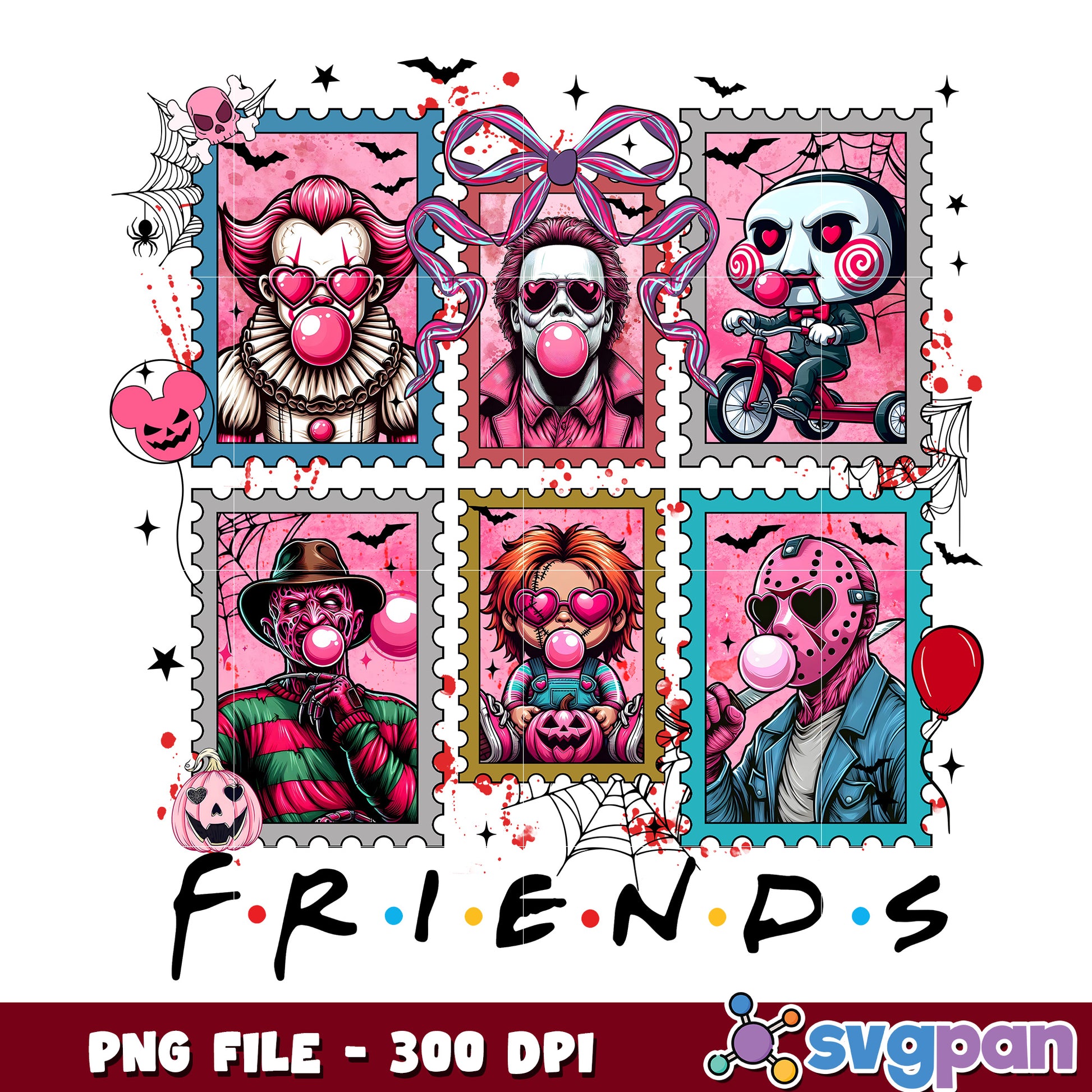 Horror friends png, halloween candy png, trick or treat png