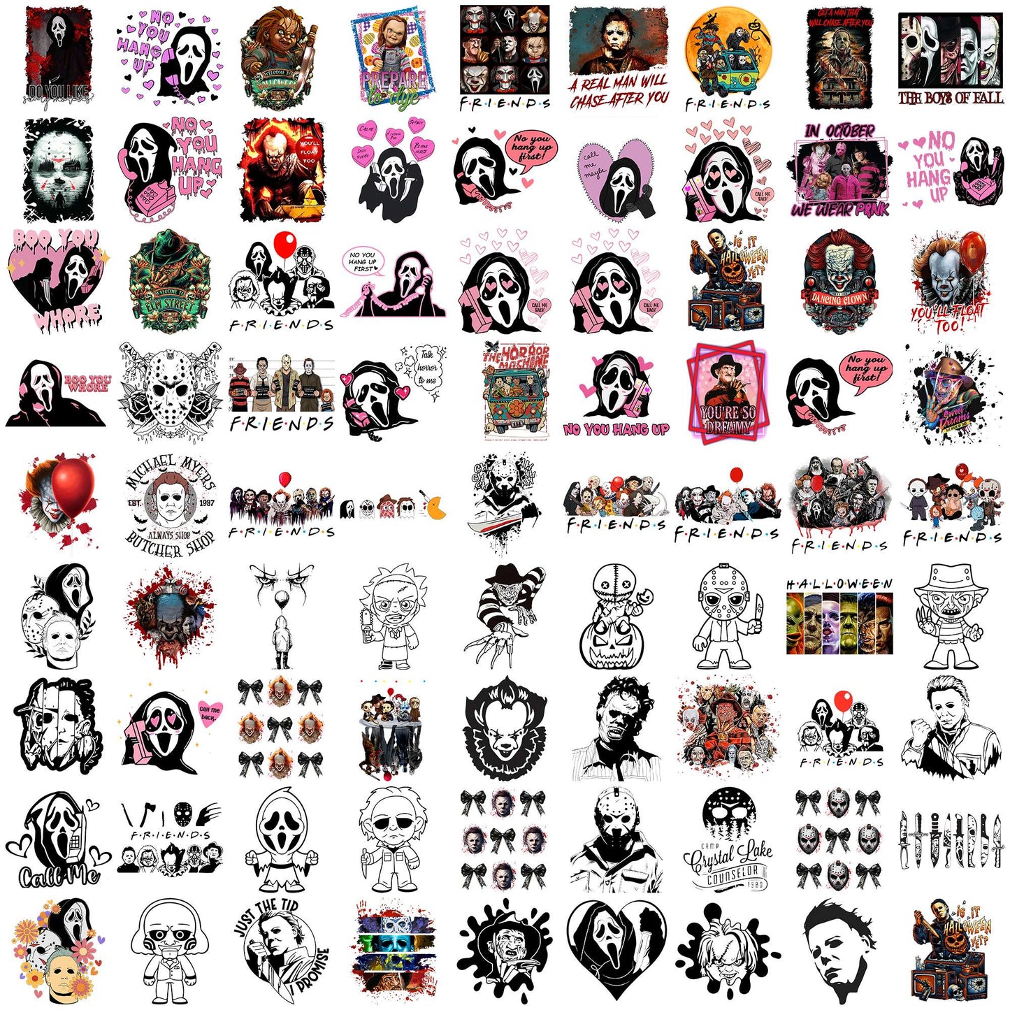 Horror halloween png bundle, halloween movies png, halloween horror nights png