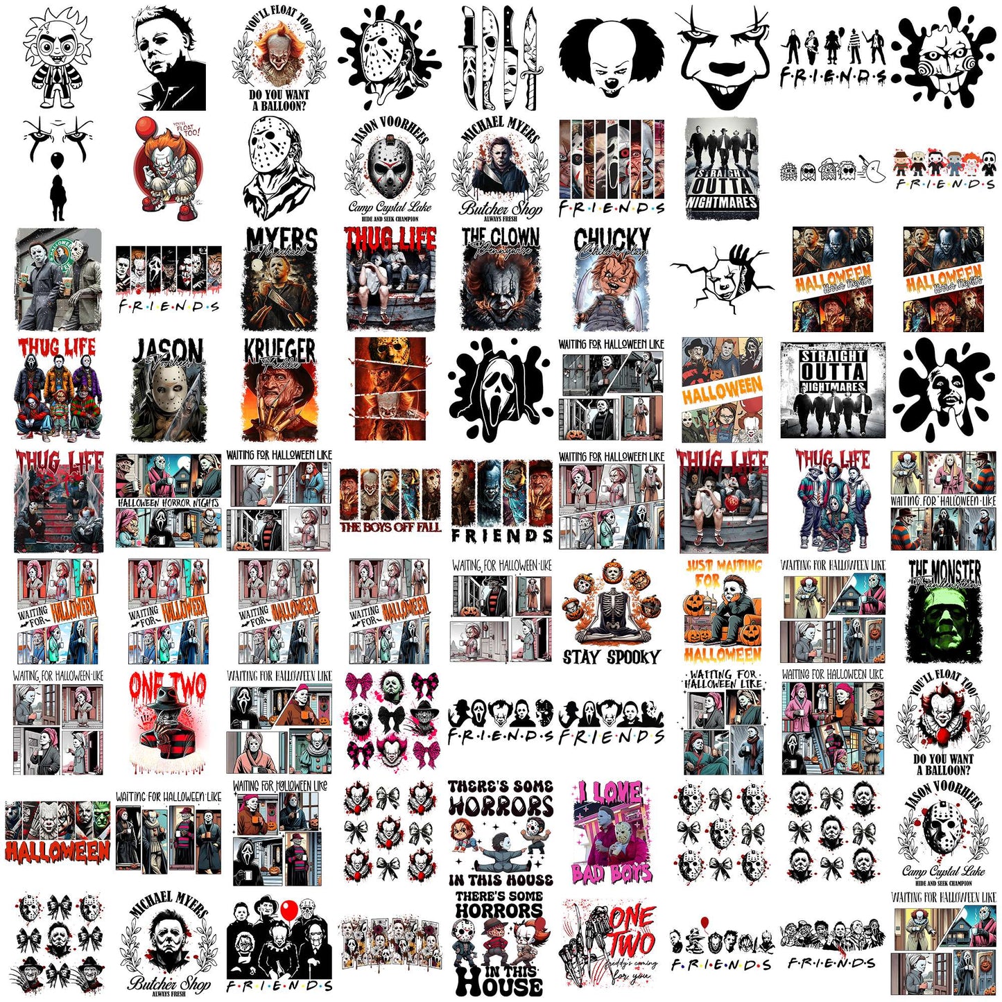 Horror halloween png bundle, halloween movies png, halloween horror nights png