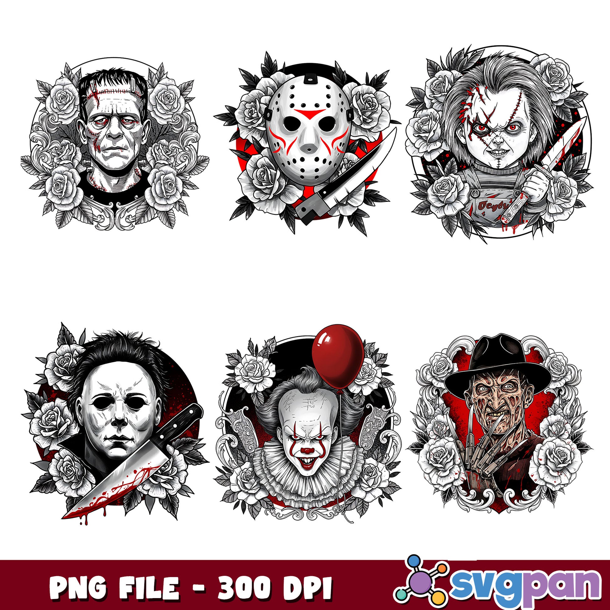Horror killer design png bundle